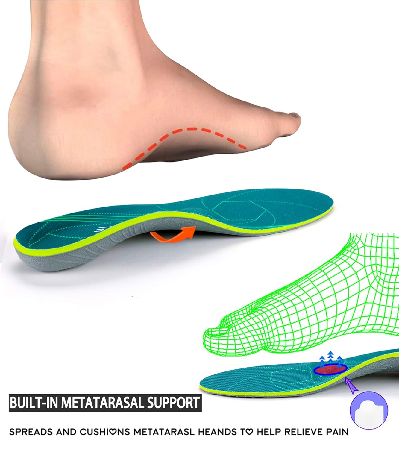 Comfortable Arch Support Insoles for Pain Relief