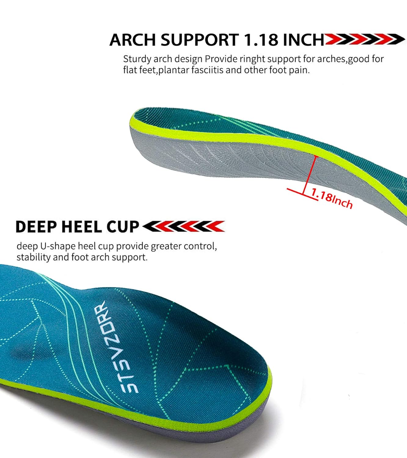 Comfortable Arch Support Insoles for Pain Relief